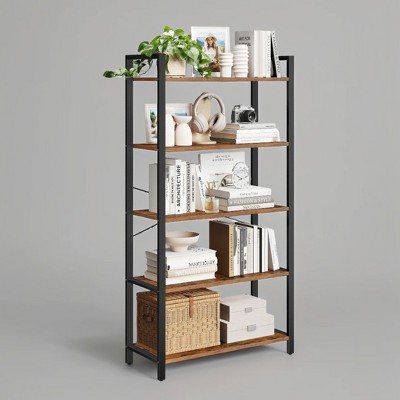5-Tier Tall Bookshelf, Bookcase with Steel Frame, Book Shelf for Living Room, Home Office, Study, 11.8 x 31.5 x 60.6 Inches, Industrial Style