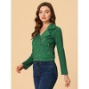INSPIRE CHIC Women's Zip Up Faux Suede Biker Moto Jacket - 2 of 4