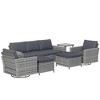 Resenkos 6-Piece Rattan Patio Furniture Set , Outdoor Sectional Furniture, PE Rattan, Mixed-Gray - 2 of 4