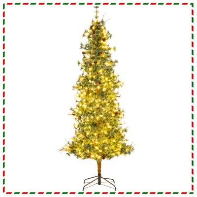 Tangkula 6 FT Pre-Lit Artificial Christmas Tree Cashmere Xmas Tree w/ 370 Pine Needles