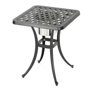 Ava Cast Aluminum Chat Table with Ice Bucket: Weather-Resistant, Patio Accent, Christopher Knight Home - 1 of 4