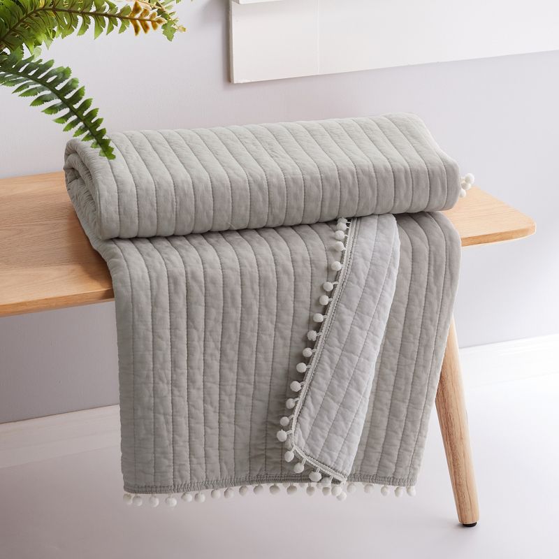 Pom Pom Taupe Quilted Throw - Levtex Home, 2 of 5