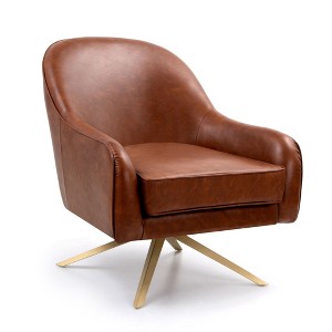 Pellebant Swivel Club Chair PU Leather Leisure Armchair Upholstered Accent Chair Brown - 1 of 4