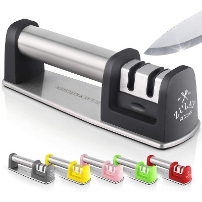 Knife Sharpener for Straight and Serrated Knives - Easy Manual Sharpening