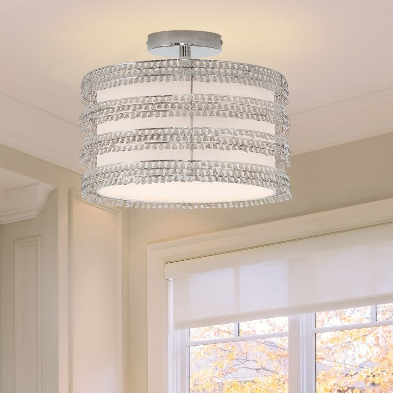 13.37&#34; Quigley Drum Shade with Charms Ceiling Light Silver - River of Goods, 2 of 10