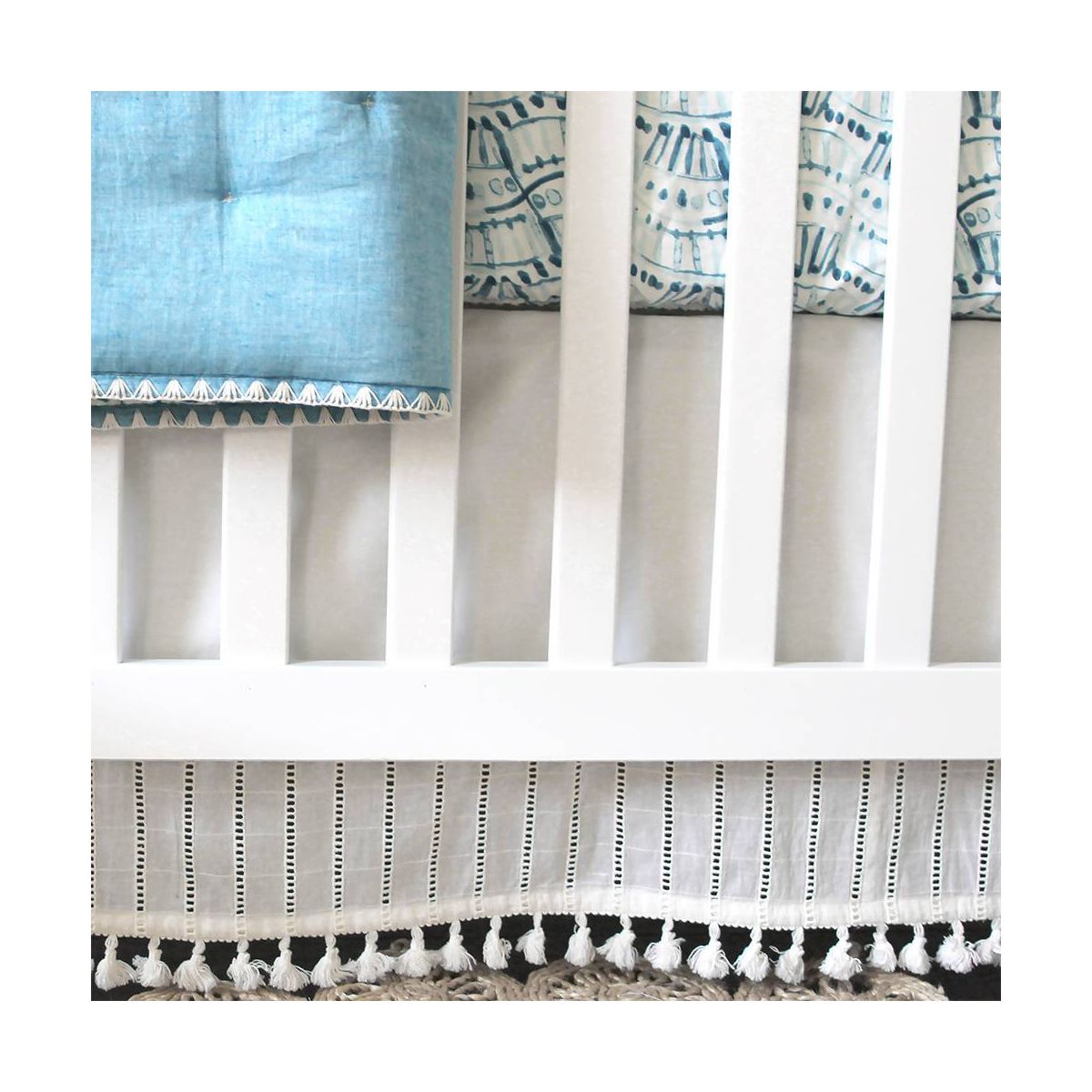 Crane Baby Cotton Tassel Boho Crib Skirt - Off-White - thumbnail 5