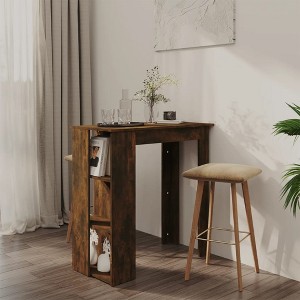 vidaXL Bar Table with Shelf Smoked Oak 40.2"x19.7"x40.7" Engineered Wood - 1 of 4