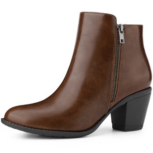 BLISSFUL STEP Women's Mid-height Heels Zipper Dressy Ankle Chelsea Booties - 1 of 4