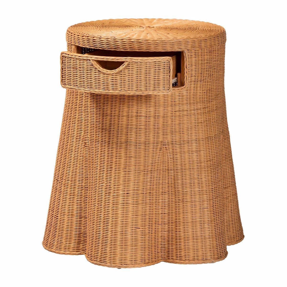 bali & pari Dayo Scalloped Natural Rattan Console Table with Drawer Light Honey - thumbnail 9
