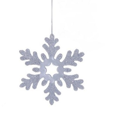 Kurt S. Adler 4" Metal Snowflake with Large Star Center Christmas Ornament - Silver