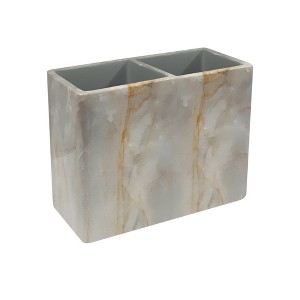 Stone Hedge Resin Decorative Toothbrush Holder - Nu Steel: Stoneware Bath Accessory, 5" Height - 1 of 4