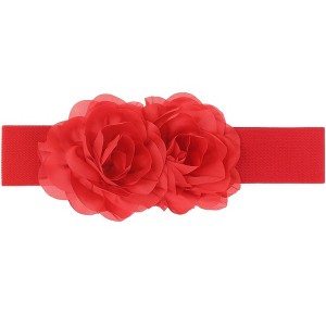 Elerevyo Women's Big Double-Flower Stretchy Elastic Wide Chunky Dress Waistband Belts - 1 of 4
