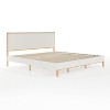 Martha Stewart Flynn Solid Wood Platform Bed with Upholstered Base and Inset Headboard, Wood Slat Bottom, No Box Spring Needed - 2 of 4