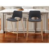 HomeRoots Set of Two 26" Black And Gold Faux Leather And Steel Low Back Counter Height Bar Chairs - 2 of 4