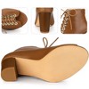 Perphy Women's Peep Toe Lace Up Chunky Heel Ankle Boots - 3 of 4