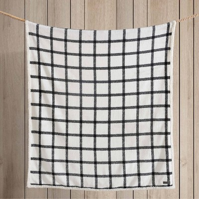 Beige Plaid Reversible Fleece & Sherpa Throw Blanket