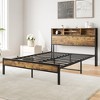 Bed Frame with Storage Headboard, Metal Platform Bed with Charging Station, Bookcase Storage, No Box Spring Needed - 4 of 4
