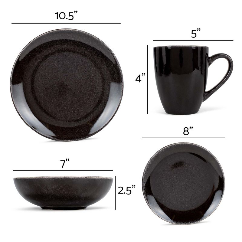 Elanze Designs Reactive Ceramic Dinnerware 16 Piece Set - Service for 4, Black, 4 of 6