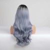 Jessie's Wig 28 Inch Wavy Bang Synthetic Wigs Ombre Blue With Dark Roots 1 Pc/Pack - 3 of 4