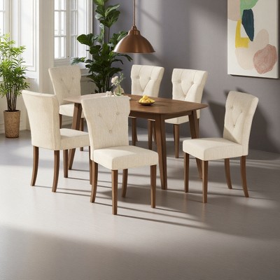 7-Piece Dining Set with Kitchen Table and Upholstered Armless Chairs ...