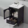 20-Inch Bathroom Vanity with Sink, Black Freestanding Cabinet with Glass Door & Drawer, MDF Construction, Ceramic Basin - 2 of 4