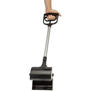 Pet Pooper Scooper - Plastic and Aluminum Cat and Dog Poop Grabber with Long Handle - Enables One-Handed Use on Concrete and Grass by PETMAKER (Black) - 1 of 1