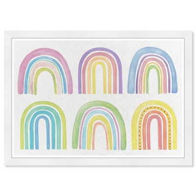 21" x 15" Cute Set of Rainbows Nature and Landscape Framed Art Print - Wynwood Studio