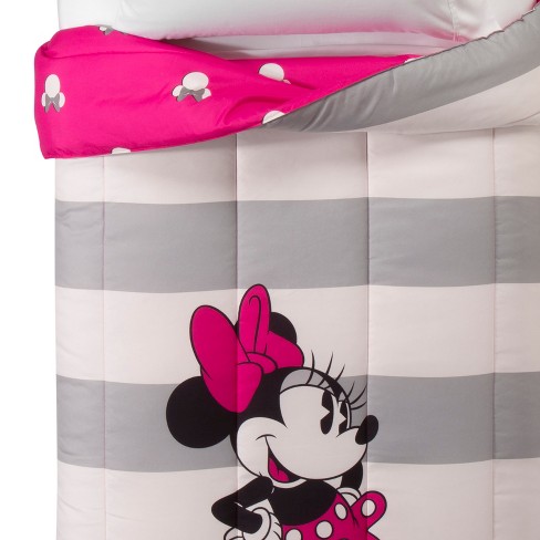 Disney Minnie Mouse Twin/Full Comforter Gray/White : Target