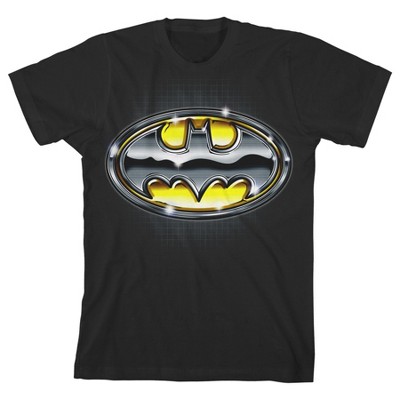 Batman Metallic Emblem Boy's Black Short-sleeve T-shirt-xs : Target