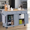 Wood Top Kitchen Island Cart with Wheels, Drawers, Spice Rack, Rolling Storage Cabinet for Kitchen or Dining-The Pop Home - 2 of 4