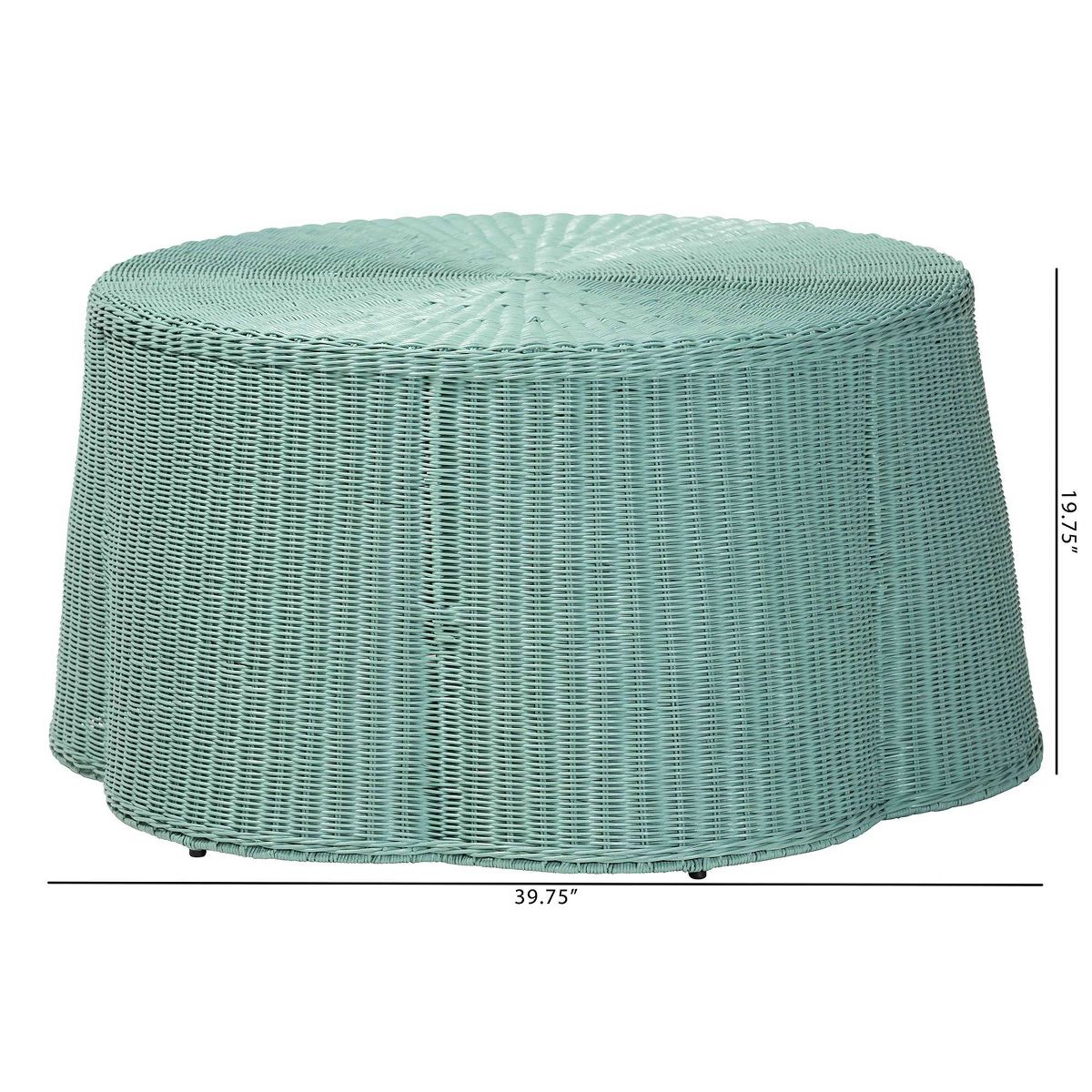 bali & pari Palm Bohemian Scalloped Rattan Coffee Table Seafoam Green - thumbnail 7