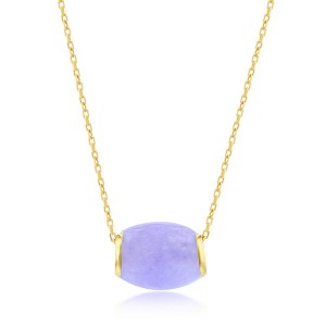 Classic Gold 14K Yellow Gold, Oval Bead Slide  18"  Pendant - Necklace Lavendar Jade - Purple - 1 of 2