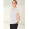 INSPIRE CHIC Women's Polka Dots Print V Neck Short Sleeve Elegant Work Office Tops - 4 of 4