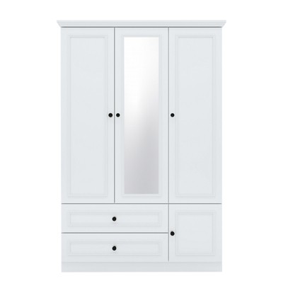 Keloyid White Wood 47.24 in. Armoire with 2 Drawers and 5 Shelves