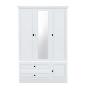 Keloyid White Wood 47.24 in. Armoire with 2 Drawers and 5 Shelves - 1 of 4