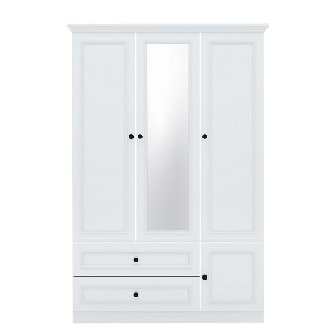 Keloyid White Wood 47.24 in. Armoire with 2 Drawers and 5 Shelves - image 1 of 4