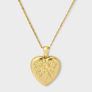 14K Gold Dipped Heart Charm Initial Necklace - A New Day™ Gold - 1 of 4