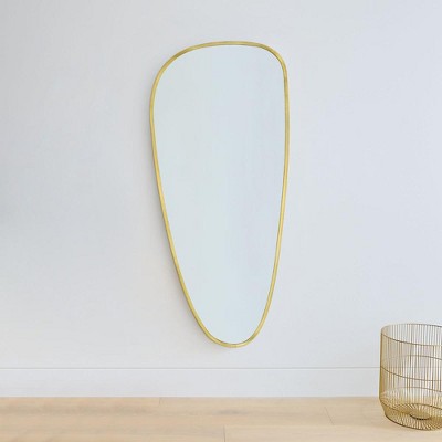 TEHOME Chrome Asymmetrical Bathroom Mirror Irregular Shaped Wall Mirror