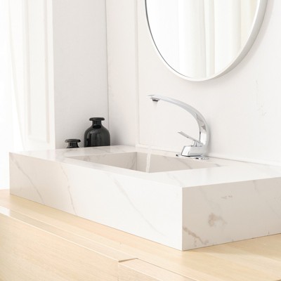 Polished Chrome Single Handle Modern Bathroom Faucet