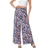 Women's Wide Leg Pants Casual Palazzo Summer Flowy Pants Elastic High Waist Lounge Drawstring Long Trousers - 4 of 4