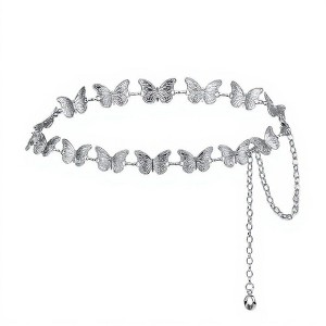 Anna-Kaci Women's Rhinestone Butterfly Chain Belt with Adjustable Link and Elegant Waist Detail 49in - Silver - 1 of 4