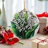 Lily of Valley Flower Ornament – Christmas Decoration & Christmas Ornament; Round Ceramic - 3 of 4