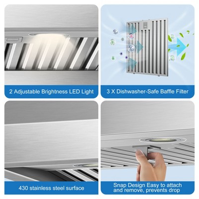 RAPSUAR 35-inch  Range Hood, 1000 CFM Under-Cabinet Stainless Steel Vent