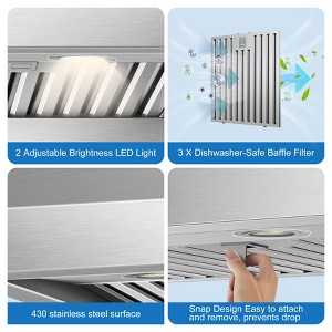 RAPSUAR 35-inch  Range Hood, 1000 CFM Under-Cabinet Stainless Steel Vent - 1 of 4