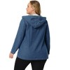 Agnes Orinda Women's Plus Size Layered Drawstring Hood Utility with Pockets Jean Jackets - 4 of 4