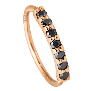 Jewelry Avalanche Unisex 20G 14K Gold 7-stone Nose Hoop Ring with Black Moissanites, 8mm Nose Ring - 1 of 4
