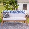 Sunnydaze Bodie Acacia Wood Patio Conversation Set with Loveseat and Armchairs - 3pc - Natural/Bone White - 3 of 4