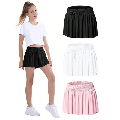 Mocamel 3 Picks Girls Butterfly Shorts Elegant Sport Tennis Cheerleading Skirt Shorts Quick Dry and Medium Elastic Dance Running Sport Costume