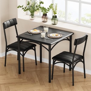 3-Piece Indoor Modern Rectangular Table Kitchen, Dining Table Set for 2 with Space-Saving Design - 1 of 4