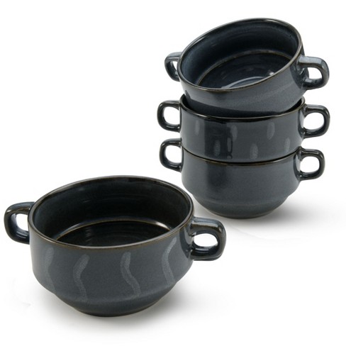 American Atelier Soup Bowls With Handles Set Of 4 Glazed French Onion Soup Bowl Stackable Serving Bowls For Stew Pasta Chili Assorted Blue Target
